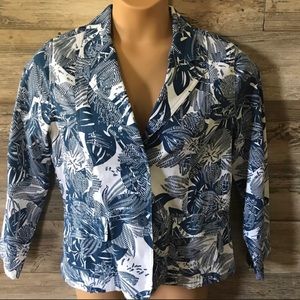 Coldwater Creek blazer jacket blue/white floral M
